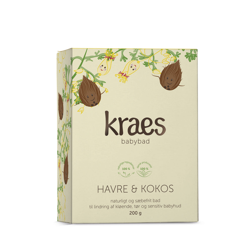 Soothing baby bath with oats and coconut