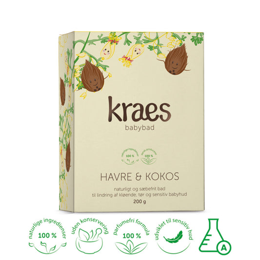 Soothing baby bath with oats and coconut