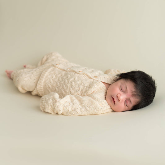 Baby set with cable knit jacket and pants