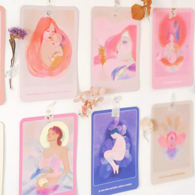 Cards with positive affirmations for birth