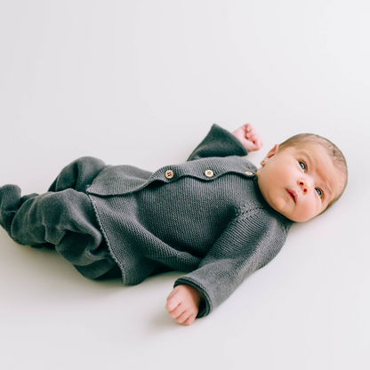 Newborn set in organic cotton - Dark Gray